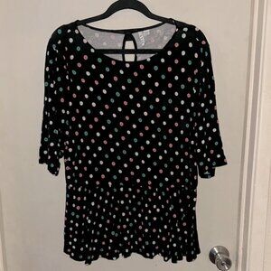 Elle polka dot peplum blouse